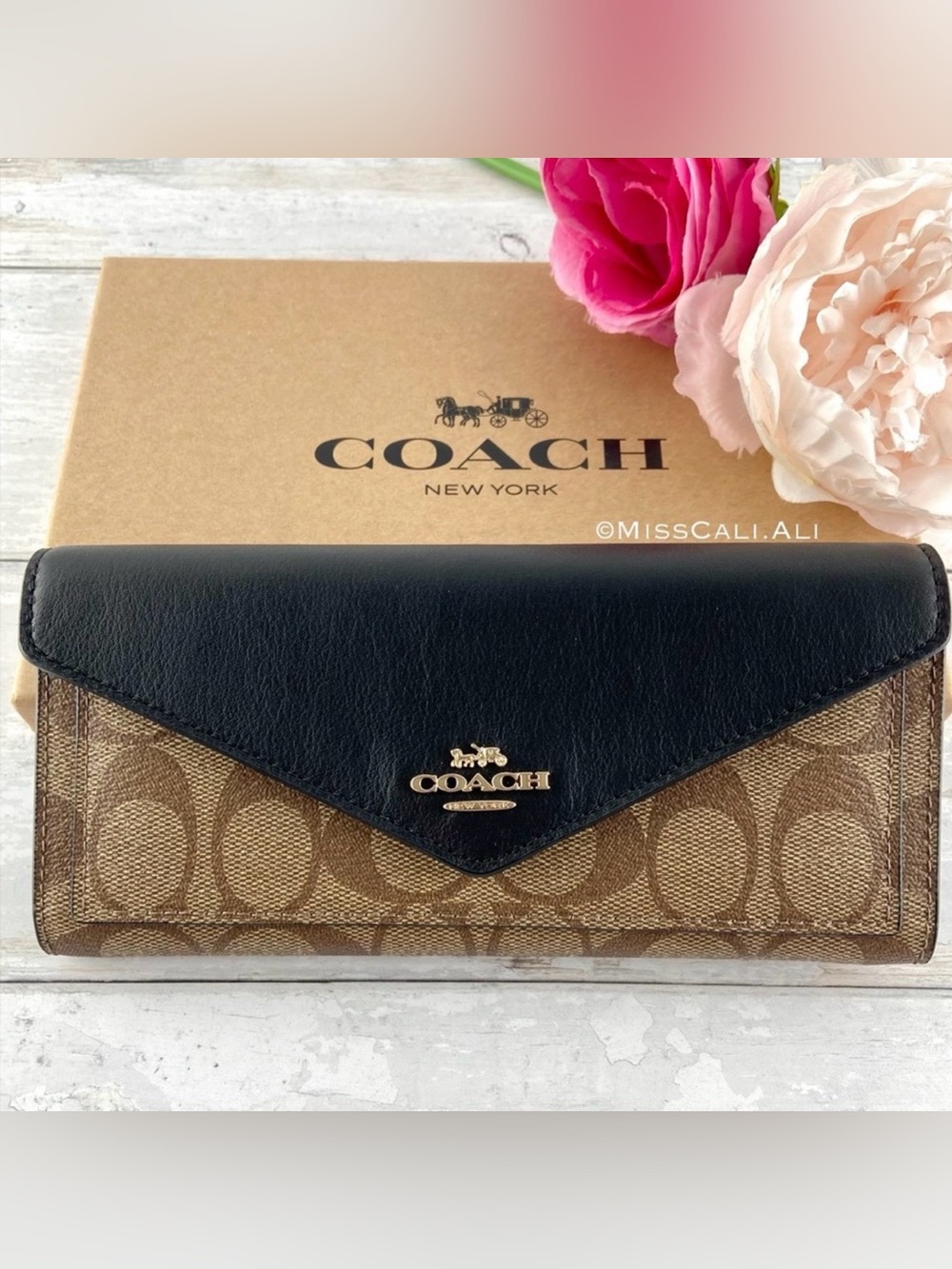 NWT COACH Slim Envelope Long Wallet In Signature Canvas